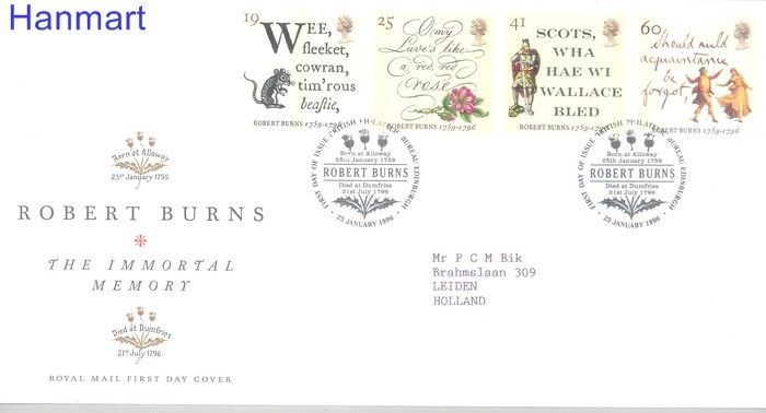 Znaczek Wielka Brytania 1996 Mi 1601-1604 FDC