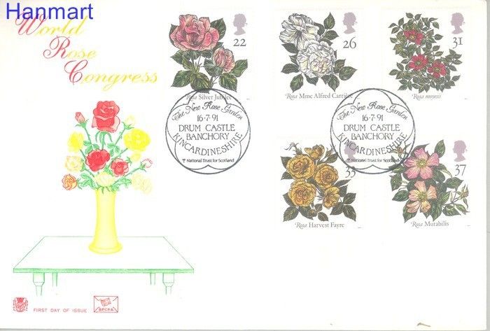 Znaczek Wielka Brytania 1991 Mi 1345-1349 FDC