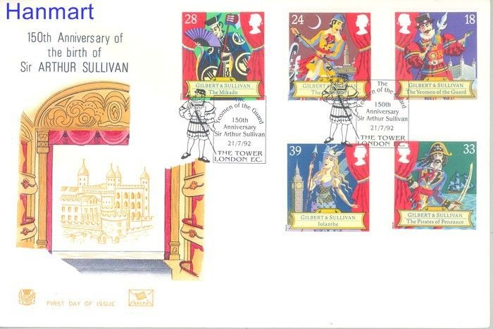 Znaczek Wielka Brytania 1992 Mi 1409-1413 FDC