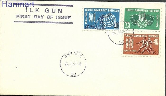 Znaczek Turcja 1963 Mi 1858-1860 FDC