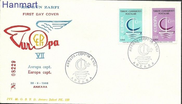 Znaczek Turcja 1966 Mi 2018-2019 FDC