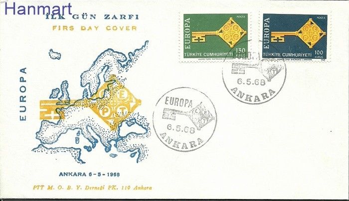 Znaczek Turcja 1968 Mi 2095-2096 FDC