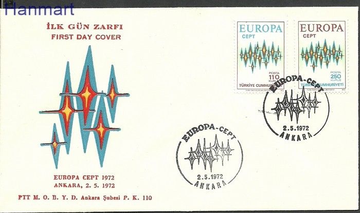 Znaczek Turcja 1972 Mi 2253-2254 FDC
