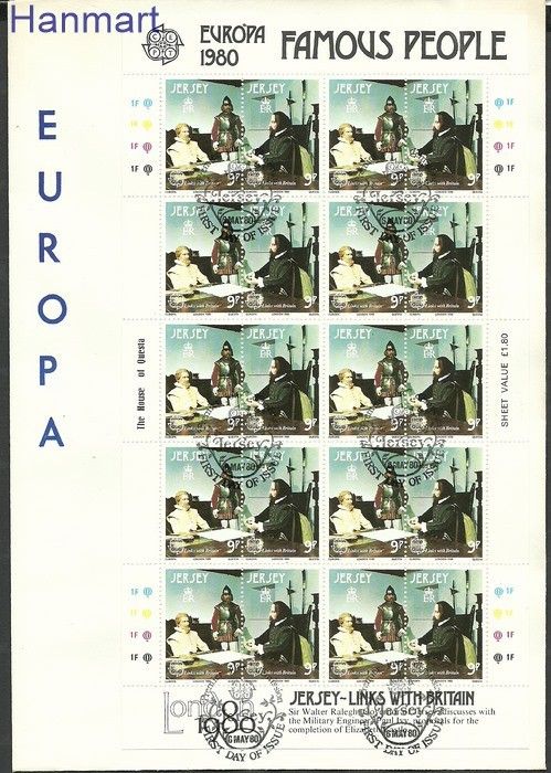 Znaczek Jersey 1980 Mi ark219-222 FDC