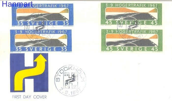 Znaczek Szwecja 1967 Mi 588A-589C FDC